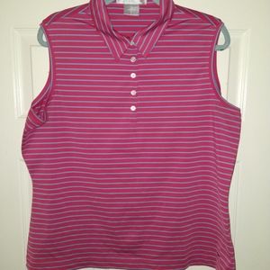 Nike Golf Fit Dry Striped Sleeveless Polo Shirt Women's sz XL.
